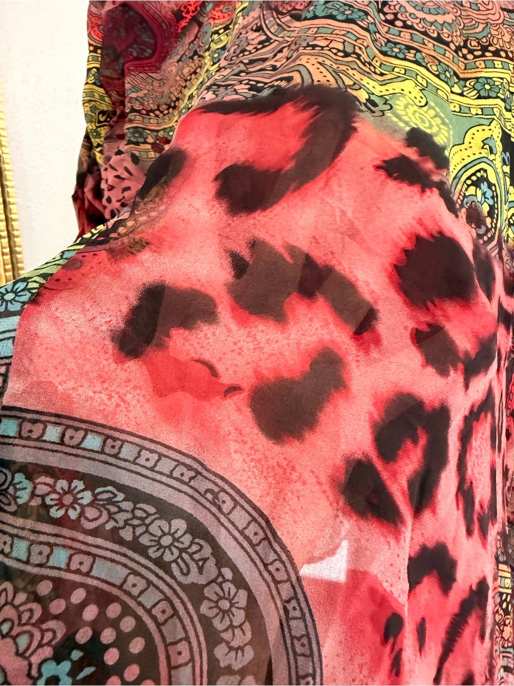 Women’s Paisley & Animal Print Asymmetric Tunic - Red Multicolor - Picture 6 of 6